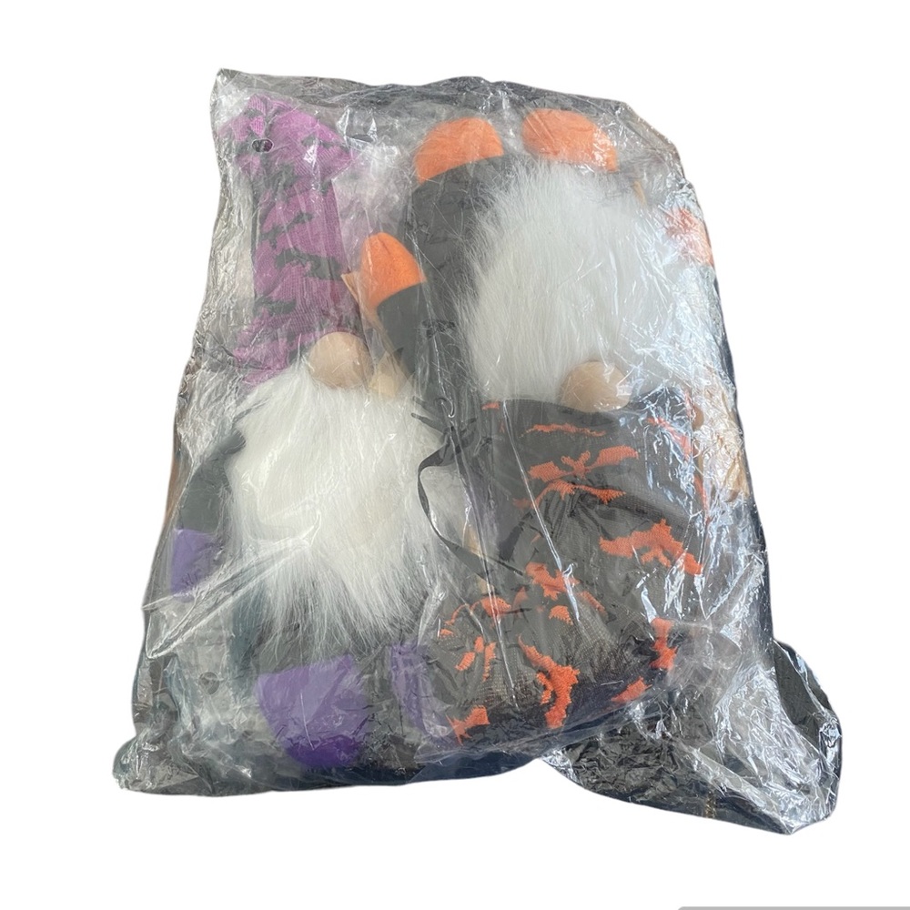 Pair Of Halloween Gnomes With Wizard Hats Long Beards Halloween Decorations 8” - Picture 4 of 4